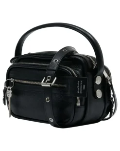 Unisex Calfskin Leather Shoulder Bag Black
