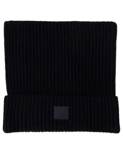 Unisex C40426-900 Ribbed Cotton Beanie Black