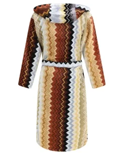 Unisex Giacomo Hooded Bathrobe Black Multicolor Cotton Extras