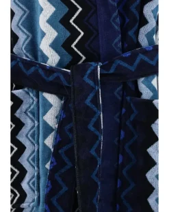 Unisex Giacomo Hooded Bathrobe Blue Cotton Extras
