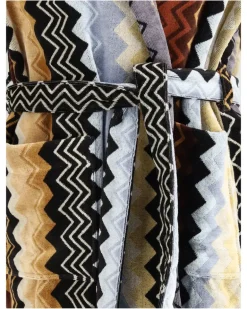 Unisex Giacomo Hooded Bathrobe Black Multicolor Cotton Extras