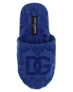 Unisex Jacquard Cotton Terry Slippers Blu Extras Blue