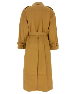 Unisex Ochre Cotton Oversize Trench Coat Beige