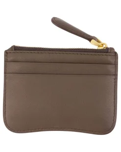 Unisex Paris Zipped Card Holder - Ami Leather Brown Calfskin Accessories Card-Holder