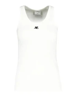 Unisex Ribbed Cotton Tank Top White Tops