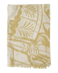 Unisex Wool With Shell Embroidered Detail Scarf Beige