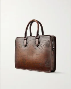 Un Jour Mini Venezia Leather Briefcase Brown