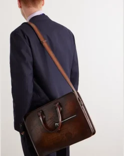 Un Jour Mini Venezia Leather Briefcase Brown