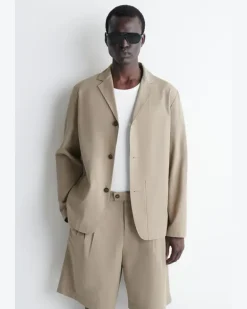 Unstrukturierter Blazer Aus Baumwoll-Mix Beige