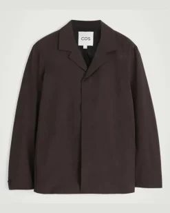 Unstrukturierter Blazer Mit Hohem Kragen Braun