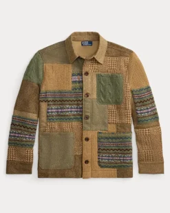 Utility-Cardigan mit Patchworkmotiv Tan
