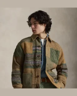 Utility-Cardigan mit Patchworkmotiv Tan