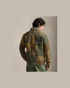 Utility-Cardigan mit Patchworkmotiv Tan