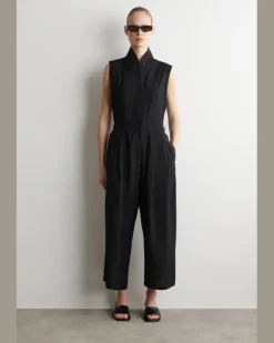 Utility-Jumpsuit Mit Schalkragen Schwarz