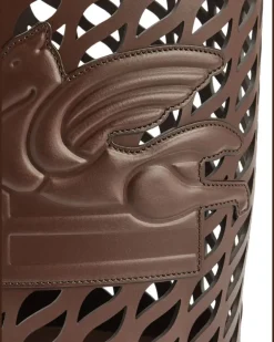 Vase aus Leder mit Pegaso-Motiv - Braun