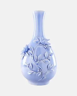 Vase 3D Birds Blau