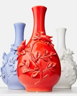Vase 3D Birds Orange