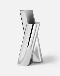 Vase Lituus Large aus Edelstahl Silber