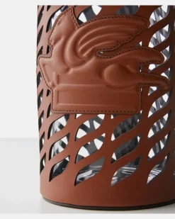 Vase Pegaso aus Glas mit Leder Burgunderrot