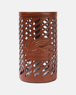 Vase Pegaso aus Glas mit Leder Burgunderrot