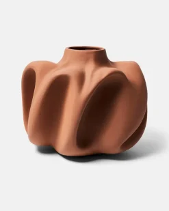 Vase Wabi Medium aus Keramik Braun