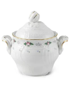 Vecchio Ginori Zuckerdose mit Blumenprint - Weiß