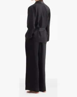 Velours Lounge-Cardigan mit geometrischem Muster - Schwarz