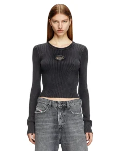 Verkürzter Pullover mit Cut-out-Logo - Oberteile - Damen - Schwarz