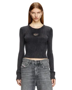Verkürzter Pullover mit Cut-out-Logo - Oberteile - Damen - Schwarz