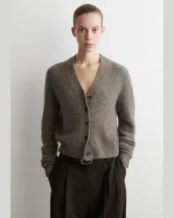 Verkürzte Strickjacke Aus Alpaka-Mix Beige
