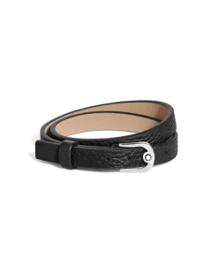 Verstellbares Armband aus Grain Leder mit hufeisenförmiger Schließe - Schwarz - Stahl - MB222738 - Armbänder