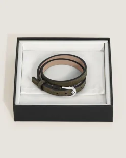 Verstellbares Armband Horseshoe aus Sartorial Leder - Khaki - Leder - MB136930 - Armbänder