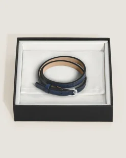 Verstellbares Armband Horseshoe aus Grain Leder - Blau - Leder - MB136937 - Armbänder
