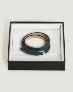 Verstellbares Armband Horseshoe aus Grain Leder - Blau - Leder - MB136937 - Armbänder