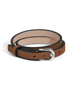 Verstellbares Armband Horseshoe aus Sartorial Leder - Rehbraun - Leder - MB136936 - Armbänder