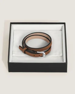 Verstellbares Armband Horseshoe aus Sartorial Leder - Rehbraun - Leder - MB136936 - Armbänder