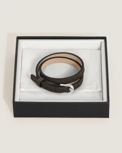 Verstellbares Armband Horseshoe aus Sartorial Leder - Tabak - Leder - MB136929 - Armbänder