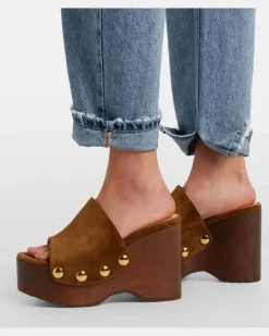 Verzierte Clogs Ardéa aus Veloursleder Braun