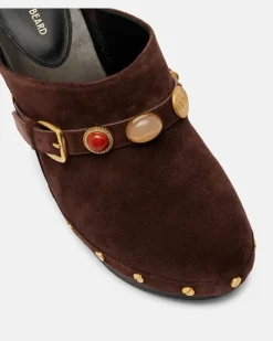 Verzierte Clogs Giana aus Veloursleder Braun