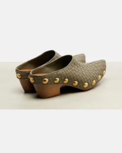 Verzierte Clogs Gondola aus Leder GrüN