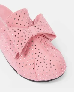 Verzierte Clogs Le Cadeau aus Veloursleder Rosa