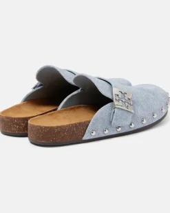 Verzierte Clogs Mellow aus Veloursleder Blau