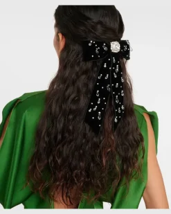Verzierte Haarspange Alva aus Samt Schwarz