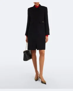 Verzierter Kaftan aus einem Seidengemisch Schwarz
