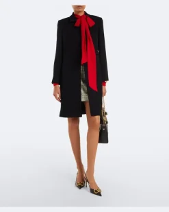 Verzierter Kaftan aus einem Seidengemisch Schwarz