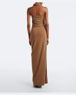 Verzierter Kaftan aus einem Seidengemisch Braun