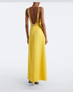 Verzierter Kaftan aus einem Seidengemisch Gelb