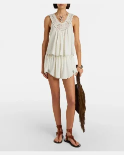 Verzierter Playsuit Nilany aus Seide Weiß