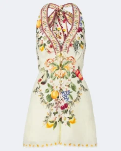 Verzierter Romper aus Leinen Multicolor