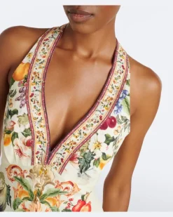 Verzierter Romper aus Leinen Multicolor